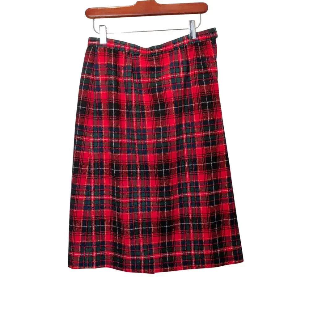 Vtg Pendleton Women's Sz 10 100% Wool Authentic Macinnes Tartan Skirt Red Plaid